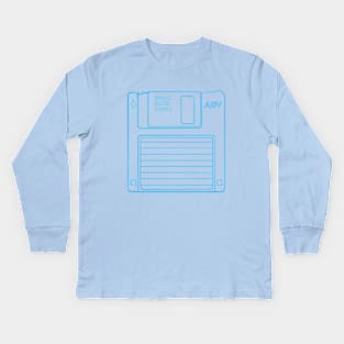 Floppy Disk (Button Blue Lines) Analog / Computer Kids Long Sleeve T-Shirt